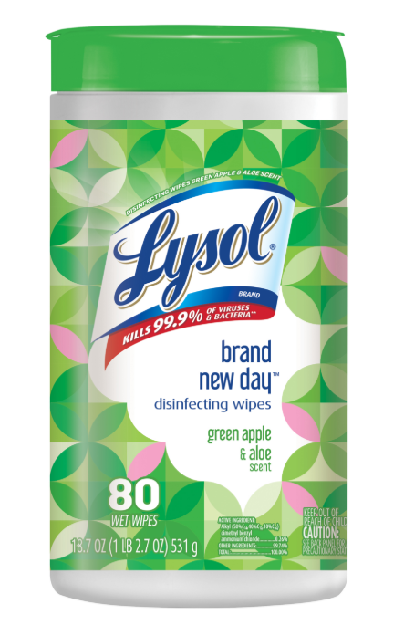 LYSOL® Disinfecting Wipes - Brand New Day - Green Apple & Aloe (Discontinued July 2021)